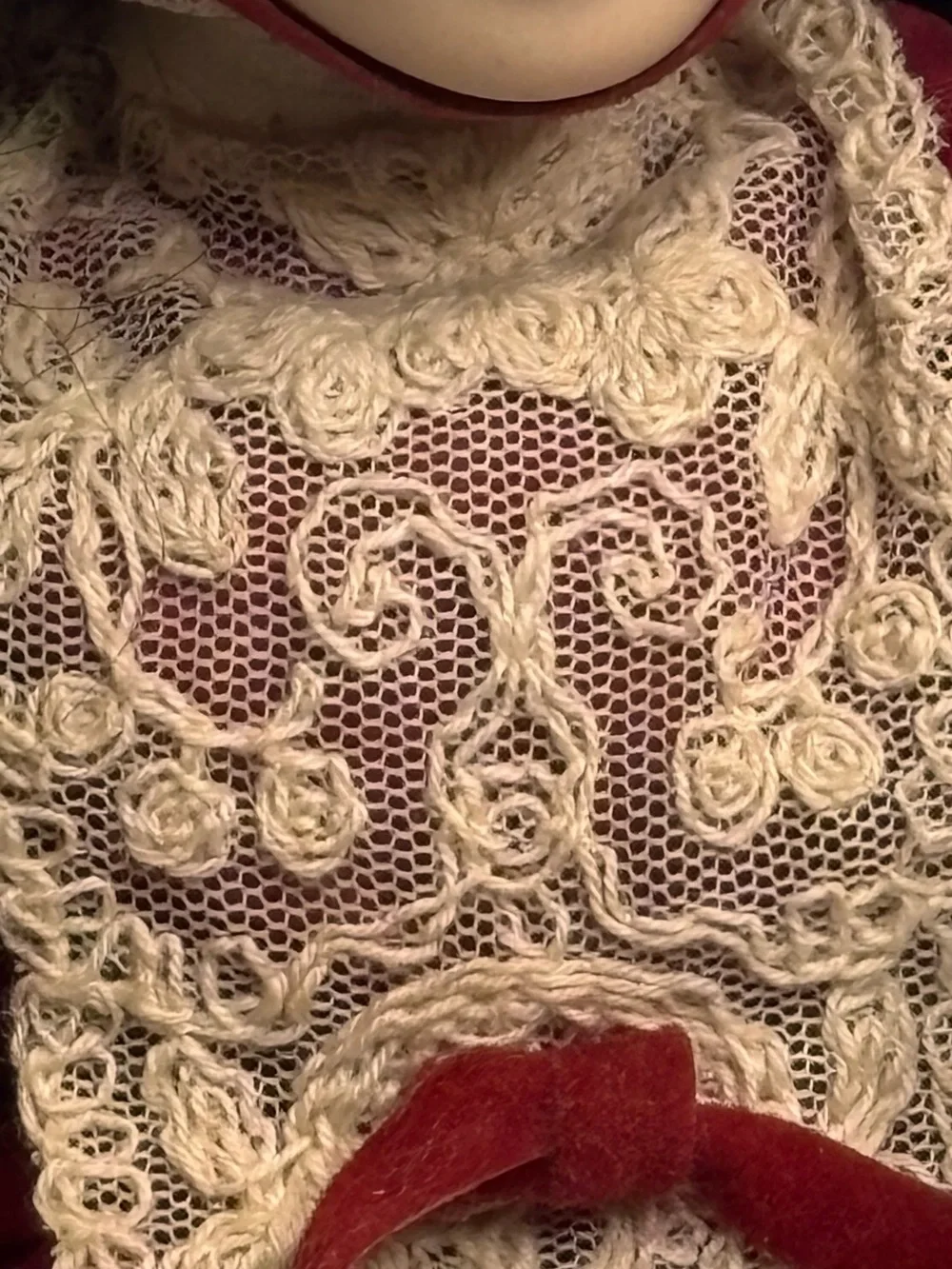 EFF & BEE Classic Red Victorian-Style Doll with Lace Trim